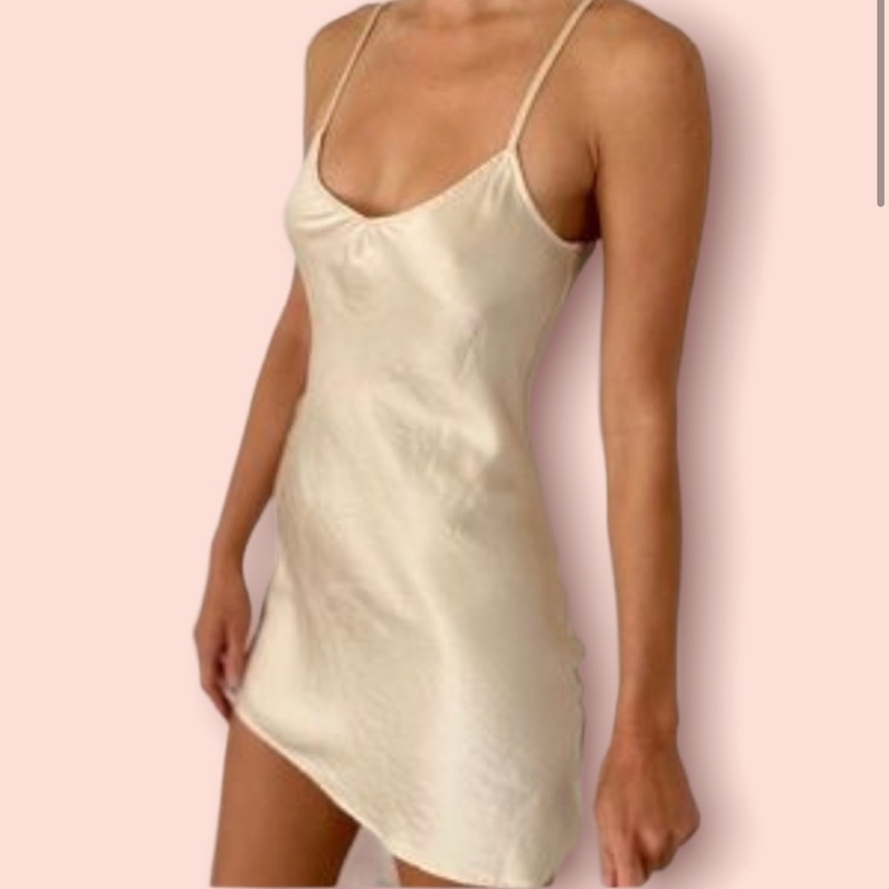 Reformation Gold Mini Silk Slip Dress S